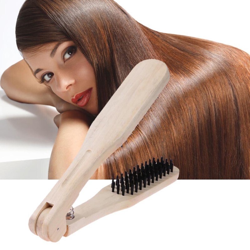 Diy Salon Hairdressing Hair Straightener Wooden Anti Static Dual