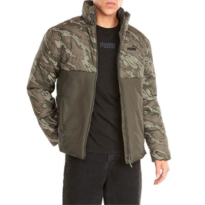 

Puma Essentials+ Padded Full Zip Jacket Mens Green Casual Athletic Outerwear 587, Зеленый, Puma Essentials+ Padded Full Zip Jacket