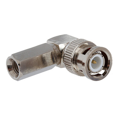 BNC Male Right Angle Connector Twist On RG59 Coax Coaxial Cable Plug 90 Degree