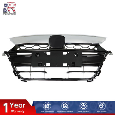 Chrome Black For 2018-2019 Honda Accord Front Bumper Upper Grille & Lower Grille