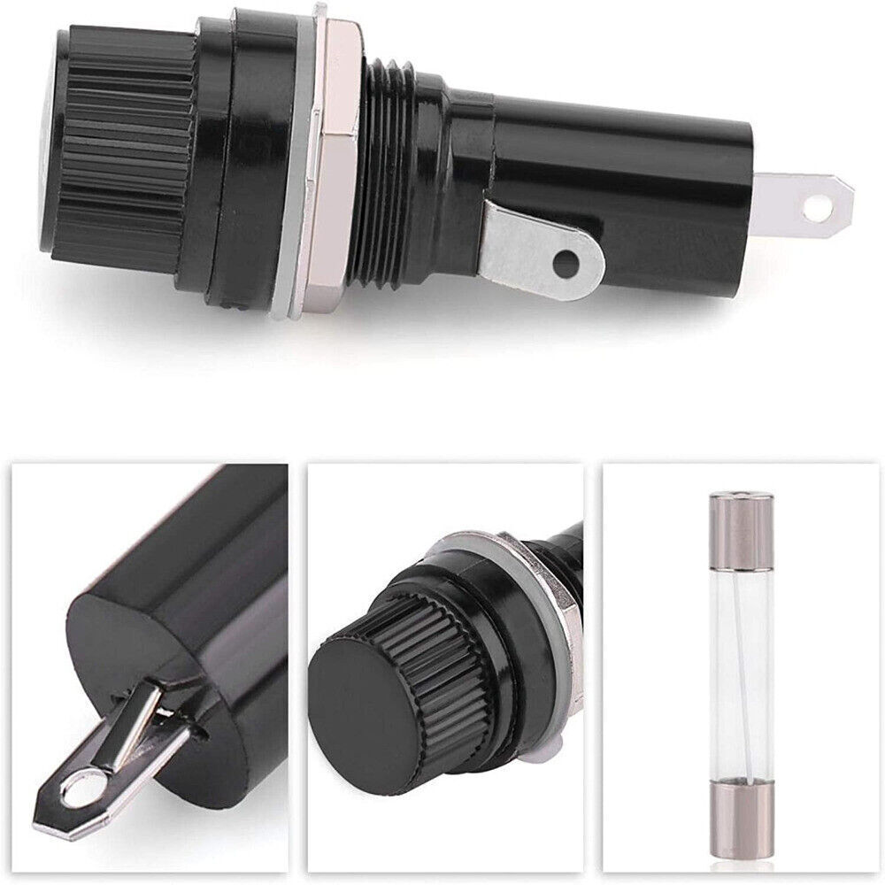 5/10Pcs Panel Mount Screw Cap Fuse Holder Case Glass Tube Fuses 5x20mm 6*30mm