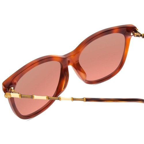 Pre-owned Gucci Gg0655sa-003 Women Cateye Sunglasses Havana Tortoise Brown Gold/brown 56mm In Multicolor