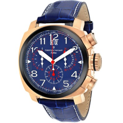 Pre-owned Christian Van Sant Mens Grand Python Blue Dial Watch - Cv3au5