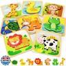 TOY Life Wooden Puzzles for Toddlers 2-4, Montessori Toys for 1 2 3 Year Old Boys Girls, Animals Puzzles Educational Learning Toys 2 Year Old, Christmas Birthday Gifts for Grandkids Ages 6M+