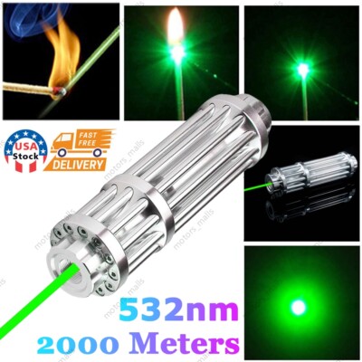 2000 meter 532nm Green Laser Pointer Pen Visible Beam Light Zoom Focus Lazer USA