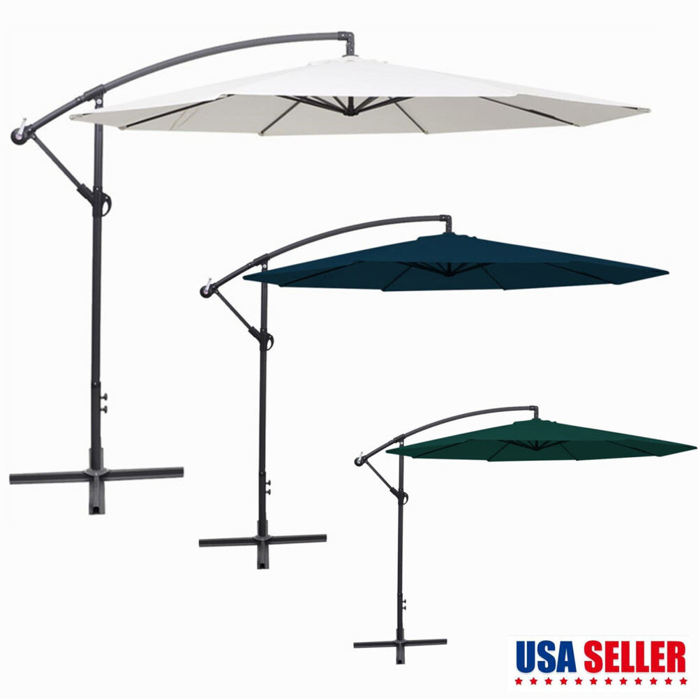 Cantilever Sun Shade Umbrella 137.8"Outdoor Patio Crank Canopy