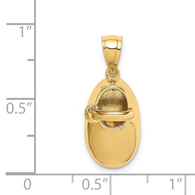 Pre-owned Superdealsforeverything Real 14kt Yellow Gold Polished 3d Baby Shoe Pendant