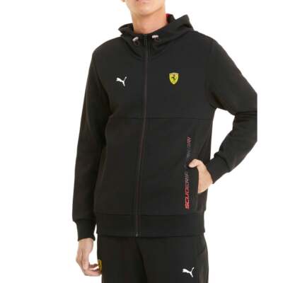 

Puma Ferrari Race Толстовка с капюшоном Мужская черная повседневная спортивная верхняя одежда 59983, Черный, Puma Ferrari Race Hooded Sweat Jacket