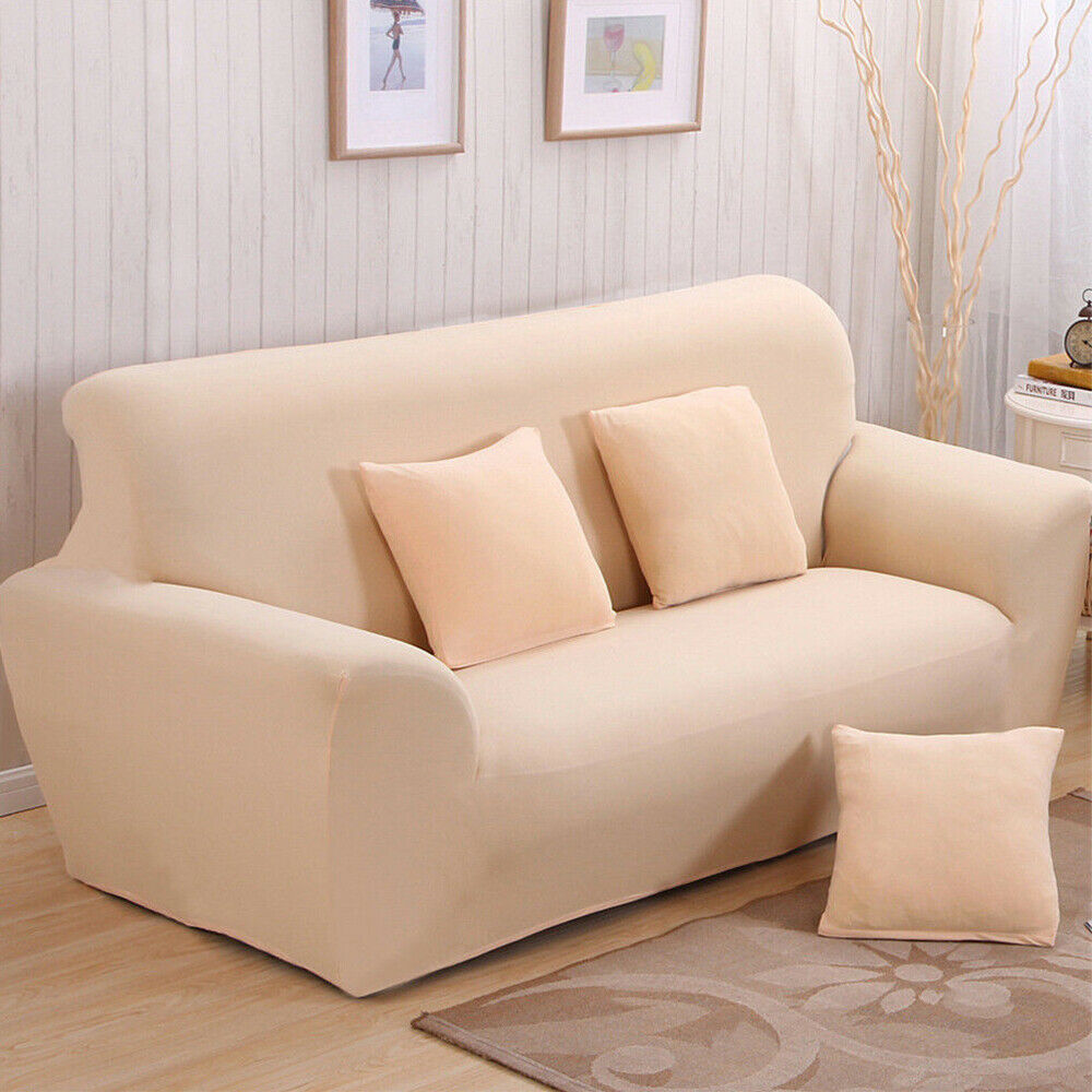 Color:Light Yellow:Stretch Spandex Chair Sofa Couch Cover 1/2/3/4 Seat Elastic Slipcover Protector