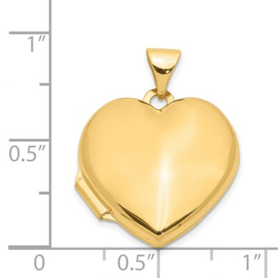 Pre-owned Skyjewelers Real 14kt Yellow Gold 18mm Domed Plain Heart Locket