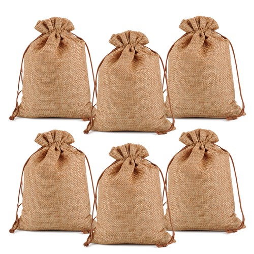 25 50 100 Burlap Jute Hessian Gift Bag Wedding Drawstring Pouch 3x4 4x6