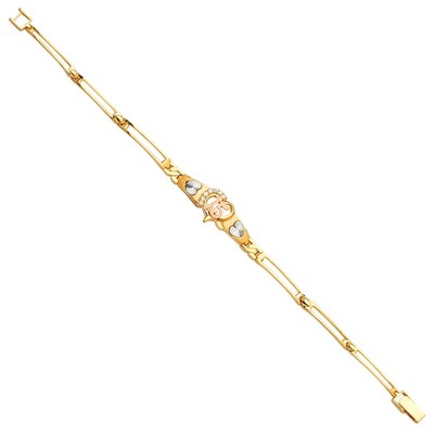 NEW 14K TRI COLOR GOLD 15 YEARS ID BRACELET
