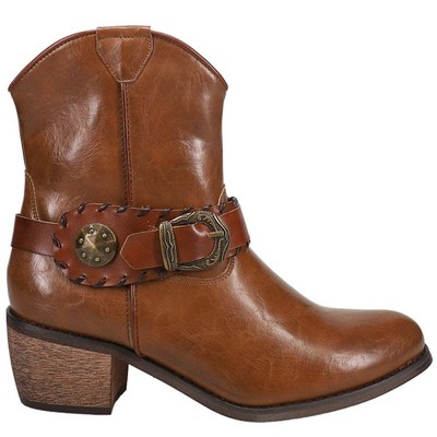 

Roper Mae Round Toe Cowboy Boots Womens Brown Casual Boots 09-021-1557-2074, Коричневый, Roper Mae Round Toe Cowboy Booties