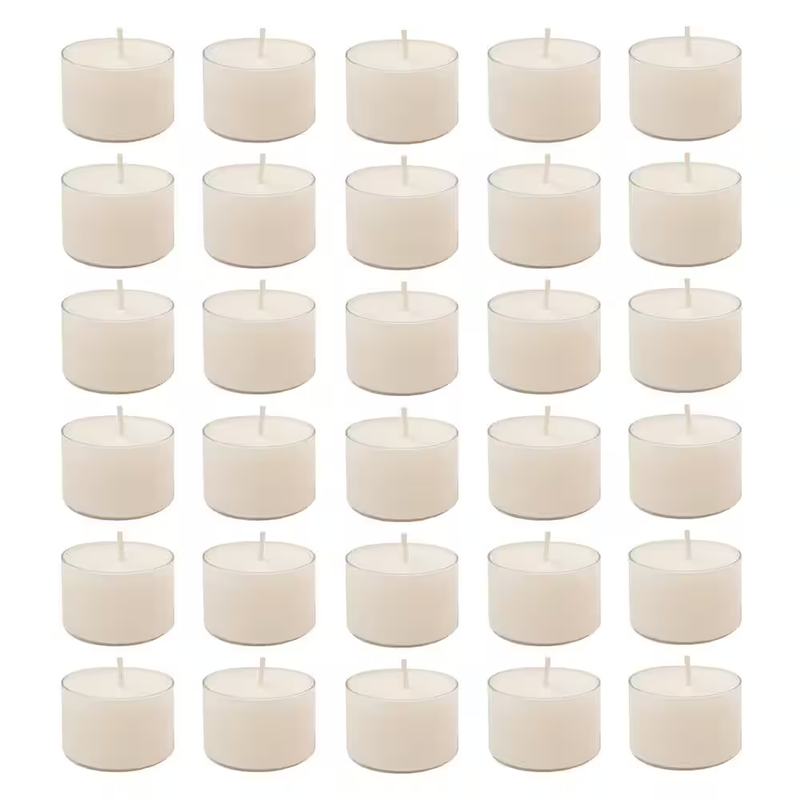 Tea Light Candles 30 Pack White Unscented 7 Hour Burn Paraffin Indoor Outdoor