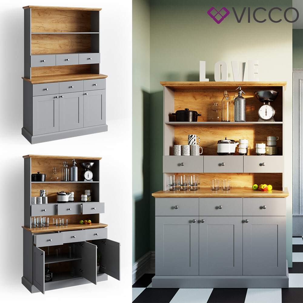 Vicco Kuchenschrank Cambridge Vitrine Buffet Vicco Kuchenschrank Cambridge Vitrine Buffet