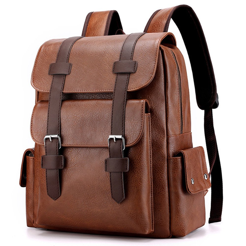 Men Vintage Leather Backpack Waterproof Rucksack Knapsack Laptop School Bag New