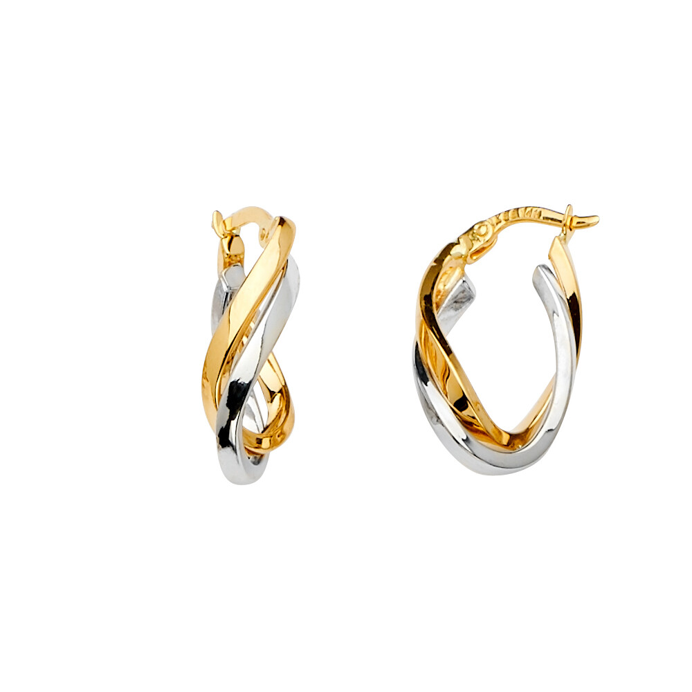 Pre-owned Tgdj 14k Tri Color Gold Hoop Earrings For Women Diameter - 20 Mm