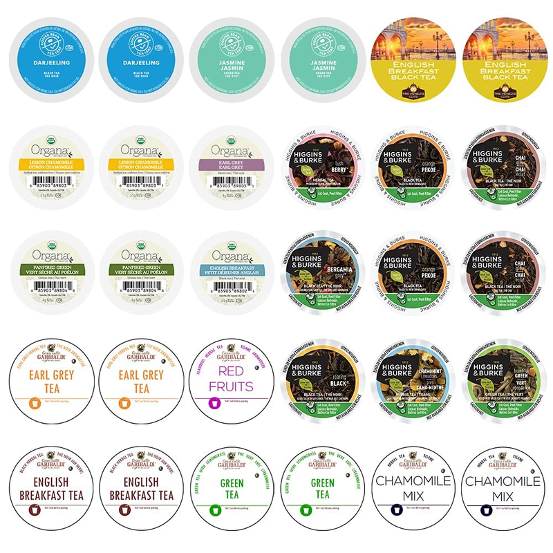 Variety Pack Including Green Tea, Black Tea, Earl Grey Tea & Herbal