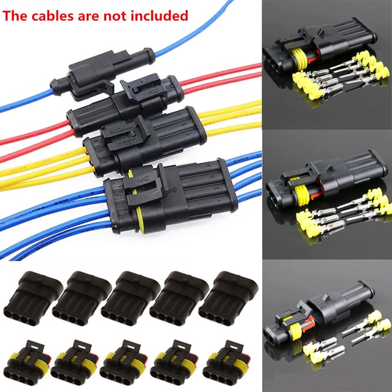 15 Kits 2 3 4 Pins Way Sealed Waterproof Electrical Wire