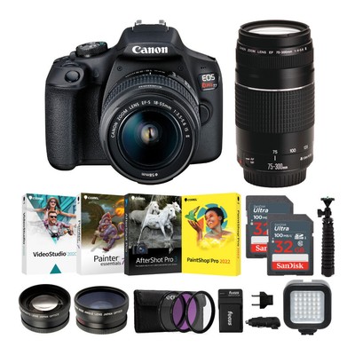 Canon T7 EOS Rebel DSLR Camera with EF-S 18-55mm and EF 75-300mm Two Lens Bundle