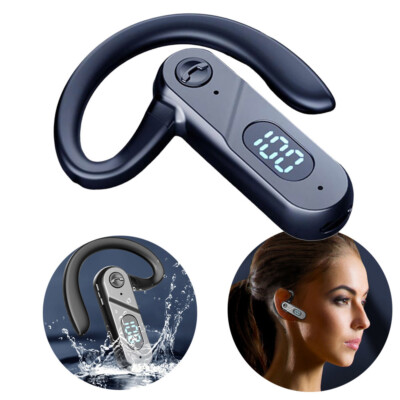 Wireless Bluetooth Earpiece Bone Conduction Headset Driving Trucker Earbud 48Hrs
