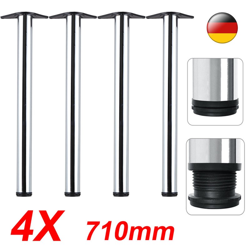 4er SET 710mm Tischbein Tischfuß Möbelfuß Stahl rund Ø 60mm Stützfuß NEU