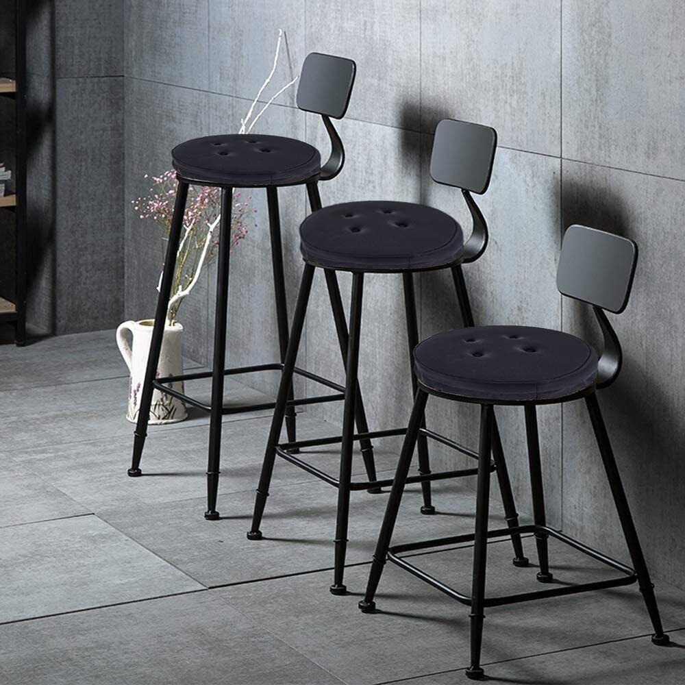 12x12 Bar Stool Cushion Round Bar Stool Seat Cushion Cover Pad Memory Foam Black