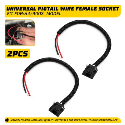Extension Wire Pigtail Female Two Harness Head Light Connector Plug PA 9003 H4 O