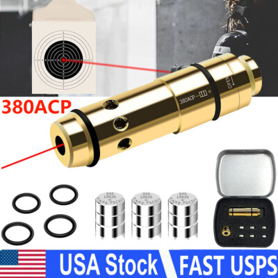 US 380ACP Red Laser Sight Cartridge Dry Fire Shooting Training Brass Collimator