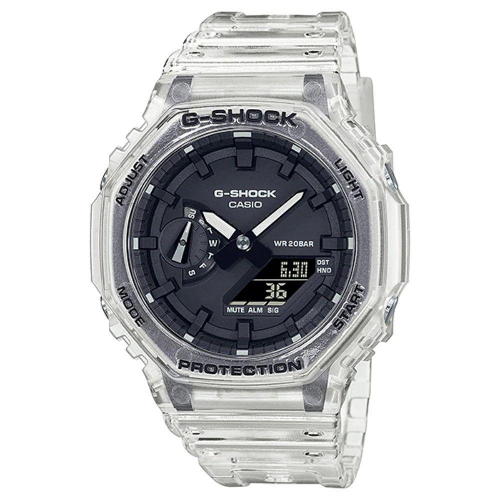 Pre-owned Casio G-shock Transparent Resin Strap Men's Watch Ga-2100ske-7adr