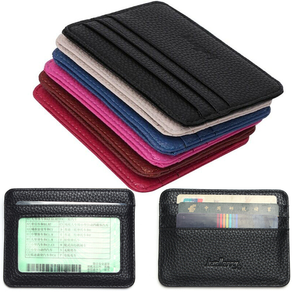 Unisex Slim Leather Front Pocket Wallet ID Credit Card Holders Small Coin Purse