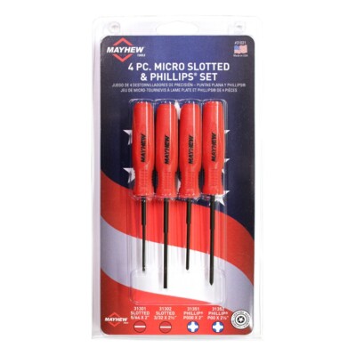 Mayhew 4pc Micro Precision Screwdriver Set 31021 Phillips Slotted Made in USA