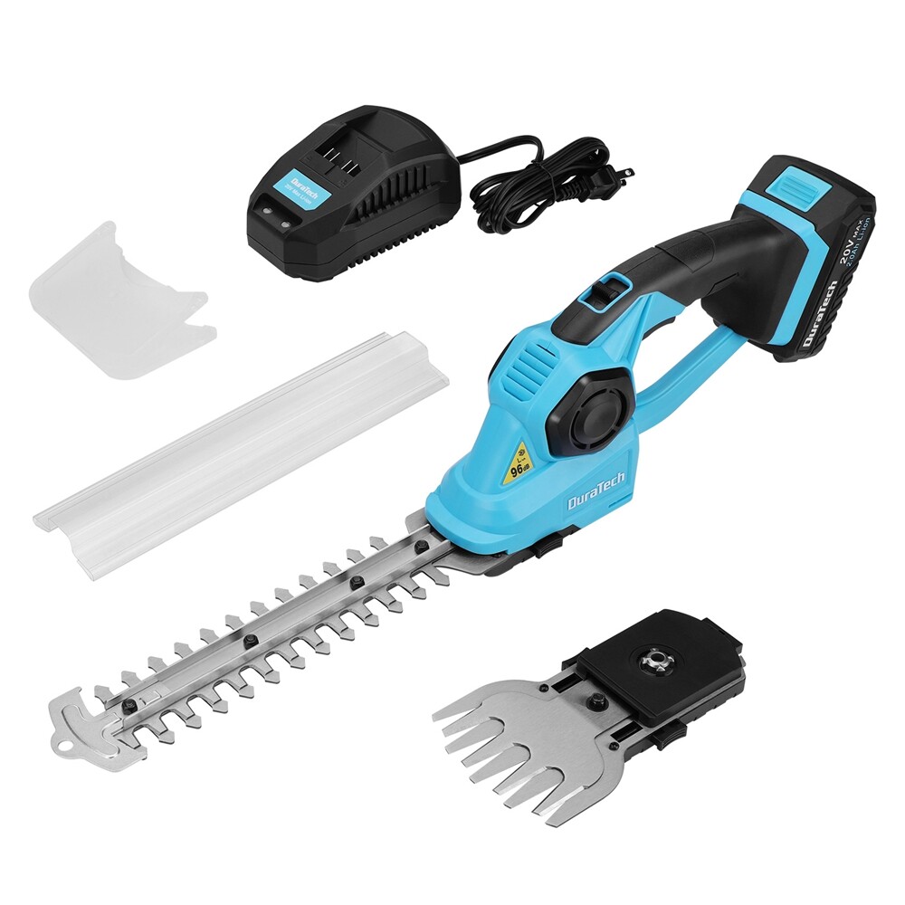 DURATECH 20V Cordless Hedge Trimmer Grass Shears 2-in-1 Shrubbery Hedge Trimmer