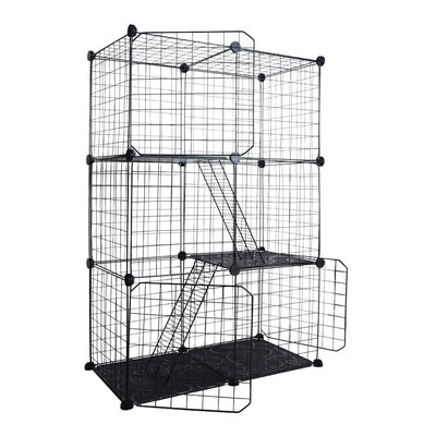 3-Tier Cat Cage: DIY Foldable  Sturdy Metal - Happy Feline Friends -