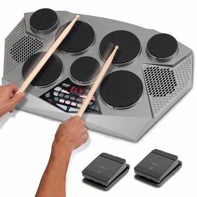 Pyle Pro Electronic Drum kit - Portable Electric Tabletop Drum Set,7 Drum Pad