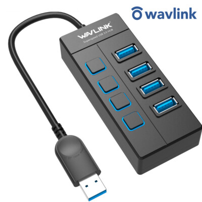 Wavlink USB 3.0 Hub 4-Port Adapter Data SLIM Super Speed PC Mac Laptop Desktop