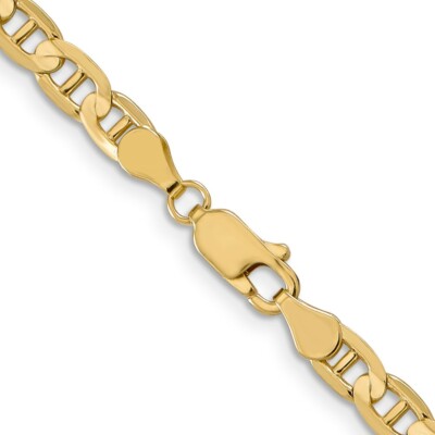 Pre-owned Skyjewelers Real 14kt Yellow Gold 4.5mm Concave Anchor Chain; 20 Inch; Lobster Clasp
