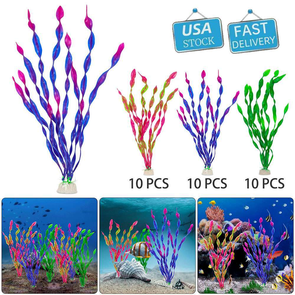 10pcs Artificial Seaweed Water Plants, 11.8