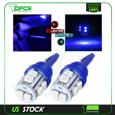 2Pcs Blue T10 Epistar 10SMD LED License Plate Lights Lamps for Car Replace Bulbs