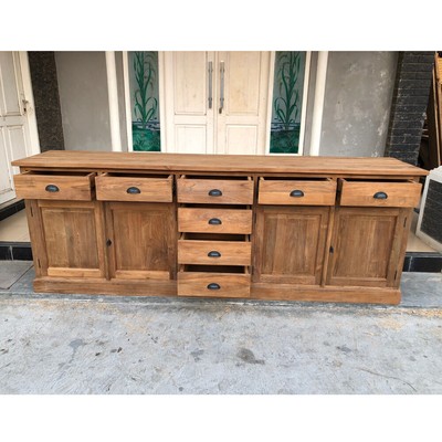 Vintage Sideboard Bierens 240 cm Teakholz massiv Schrank Schubladen Kommode NEU