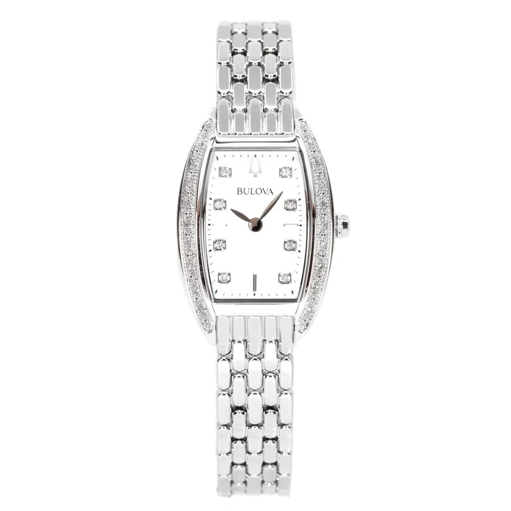 Pre-owned Bulova Diamond Accented Silver Dial Stainless Steel Women's Watch - 96r244