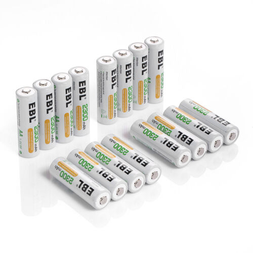 EBL Lot AA AAA Rechargeable Batteries 2800mAh 2300mAh 1100mAh 800mAh NI-MH + Box
