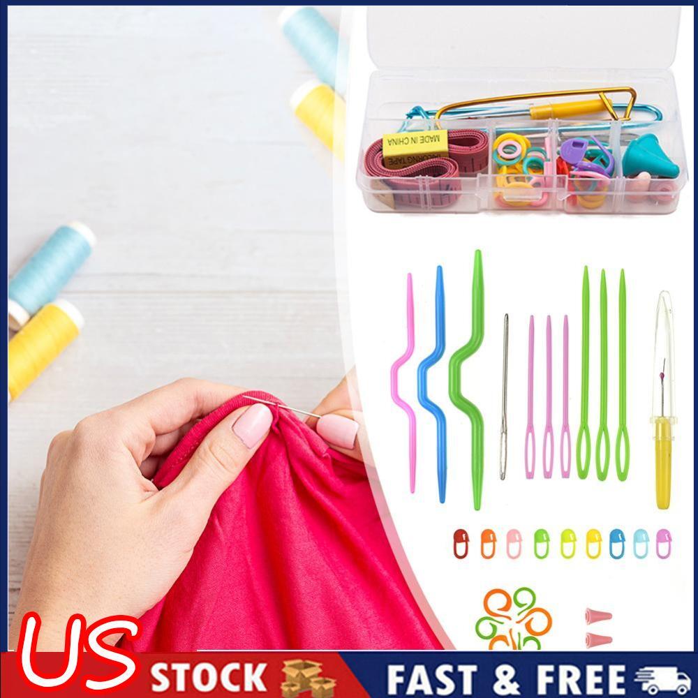 Knitting Crochet Kit Colorful Gauge DIY Embroidery Needles Stitch Craft Markers