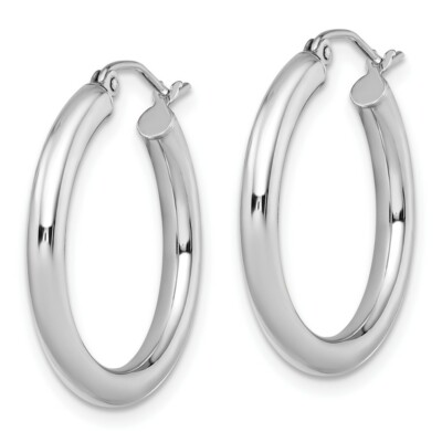Pre-owned Skyjewelers Real 14kt White Gold Polished Hoop Earrings