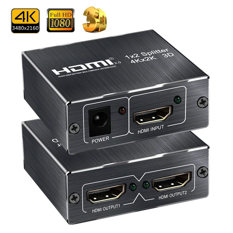 2024 New 4K 60Hz HDMI 2.0 Splitter 1x2 Splitter HDMI 2.0 4K Support HDCP 1.4 UHD