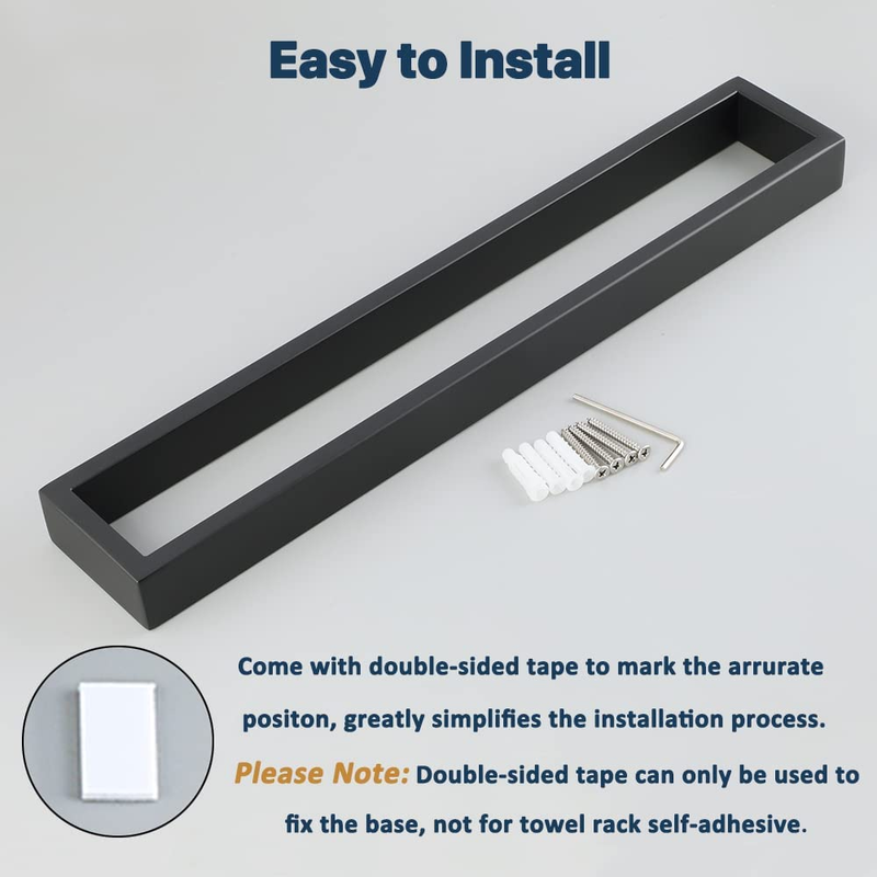 Matte Black Towel Bar for Bathroom, 16 Inch Bath Towel Rack Towel Rod Hand Towel