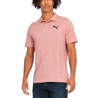 

Рубашка поло мужская розовая повседневная Puma Essentials Heather Short Sleeve 588511-24, Розовый, Puma Essentials Heather Short Sleeve Polo Shirt