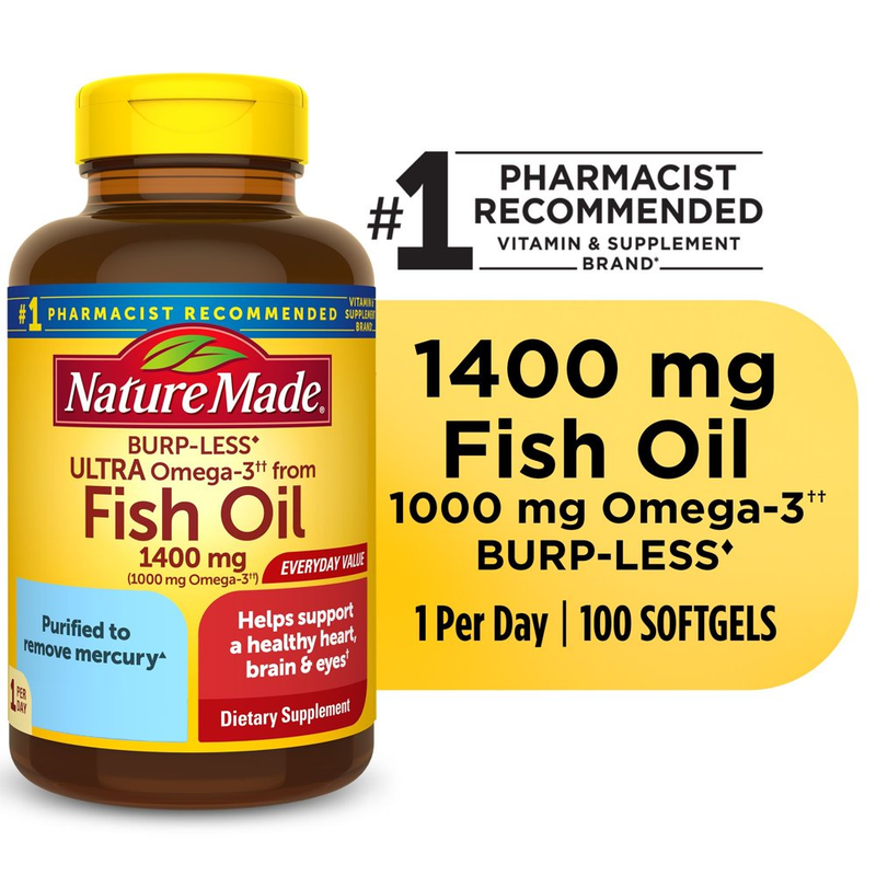 Ultra Omega 3 Fish Oil 1400 Mg Softgels, Fish Oil Supplements, 100 Count