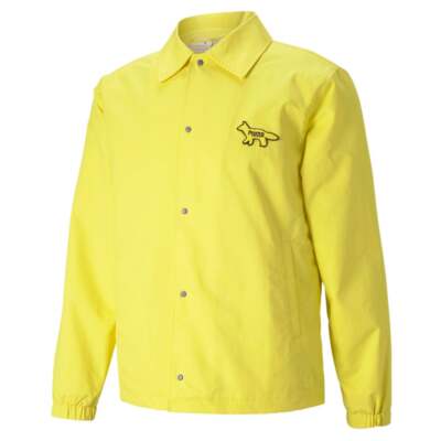 

Puma X Maison Kitsun Coach Jacket Mens Yellow Coats Куртки Верхняя одежда 530430-3, Желтый, Puma X Maison Kitsun Coach Jacket