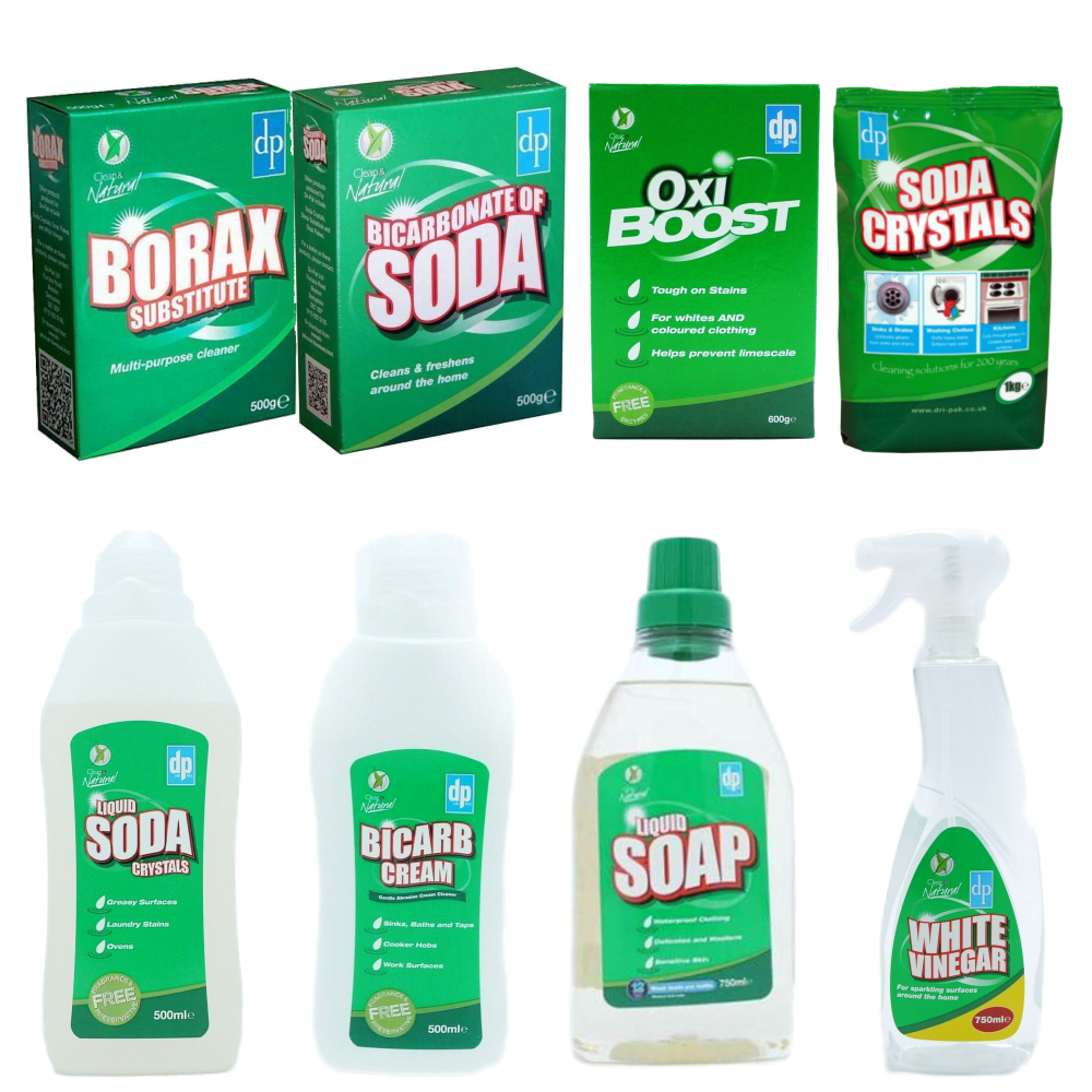 DP Dri Pak Natural Home Cleaning Bicarb Borax Liquid Soap Flakes